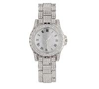 HALUKAKAH Diamonds Gold Watch Iced Out,Men's 18K Gold/Platinum White Gold Plated 39MM Width Round Dial Quartz Wristband 22.5cm,Optional with Cuban Link Chain 20cm Bracelet/45cm Necklace,with Giftbox