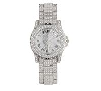 HALUKAKAH Diamonds Gold Watch Iced Out,Men's Platinum White Gold Plated 39MM Width Round Dial Quartz Wristband 22.5cm,Comes with Giftbox