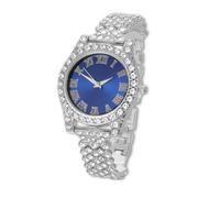HALUKAKAH Diamonds Watch Iced Out for Boy Teens - Platinum Plated - 36mm Blue Dial - 20cm Length Adjustable Wristband, with Watch Adjuster Tool - Goldfoil Giftbox