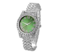 HALUKAKAH Diamonds Watch Iced Out for Boy Teens - Platinum Plated - 36mm Green Dial - 20cm Length Adjustable Wristband, with Watch Adjuster Tool - Goldfoil Giftbox
