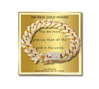 HALUKAKAH Gift for Women Girls - CARAT - 18K Gold Plated Cuban Link Bracelet 20cm- with a Heartfelt Message card YOU ARE PRECIOUS and Goldfoil Giftbox