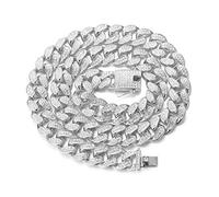 HALUKAKAH Gold Chain for Men,20MM Cuban Link Chain Iced Out Miami Platinum White Gold Finish Choker Necklace 60cm,Full Cz Diamond Cut Prong Set,with Giftbox