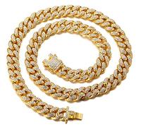 HALUKAKAH Gold Chains for Boys - TYCOON JUNIOR - Kid's 14MM Diamond Cuban Link Chain,18k Real Gold Plated Necklace 40cm,Prong Set Lab Diamonds,Fits Ages 8-16 Y/O. Comes with Giftbox