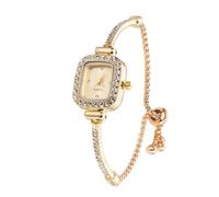 HALUKAKAH Kids' Sparkling Diamond Watch - 18k Real Gold Plated - Gold Rectangle Dial - Quartz Adjustable Stainless Steel Wristwatch - Suitable for Boys and Girls