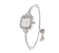 HALUKAKAH Kids' Sparkling Diamond Watch - Platinum Plated - Silver Rectangle Dial - Quartz Adjustable Stainless Steel Wristwatch - Suitable for Boys and Girls