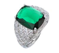 HALUKAKAH Men's Emerald Ring Tanzanite D10.0ct in Platinum-plated Sterling Silver,Prong Setting Oval Vintage Bold Ring,Side Moissanite Stones,for Engagements,Weddings,and Birthday,Adjustable Size