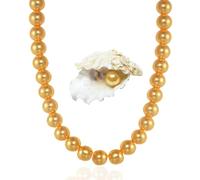 HALUKAKAH Men's Golden Artistry Pearl Necklace, 10MM Width, Revolutionary Cultured South Sea-like 18k Golden Pearls, Enchanting 45cm Gift for Hip Hop Enthusiasts