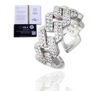 HALUKAKAH Men's Moissanite Cuban Link Ring,D Color 2.1 ct Total Platinum Plated Sterling Silver,2.1 Carats Lab Grown Diamond,Adjustable Size,Timeless Present for Husband,Boyfriend,Birthday,Wedding