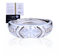 HALUKAKAH Men's Moissanite Ring The Eye of Horus in Platinum-plated 925 Silver with Certificate, Prong Setting Marquise Lab Diamond Ring, for Engagements, Weddings, and Birthday, Adjustable Size