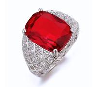 HALUKAKAH Men's Ruby Ring Tanzanite D10.0ct in Platinum-plated Sterling Silver,Prong Setting Oval Vintage Bold Ring,Side Moissanite Stones,for Engagements,Weddings,and Birthday,Adjustable Size