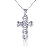 Halukakah Moissanite Cross Pendant Necklace for Boys Teens,2.0ct Total Lab-Grown Diamonds,Platinum White Gold Plated 925 Sterling Silver,Luxury Religious Jewelry,for Son,Grandson,Nephew,5-16 Years Old