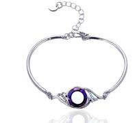 Halukakah PHONEIX REBIRTH Platinum Plated Women's Bracelet with Sapphire Blue Natural Austrian Crystals -Luck & Renewal Symbol Jewelry.Gift for Birthday,Anniversary,with Message Card,Adjustable 18+5cm