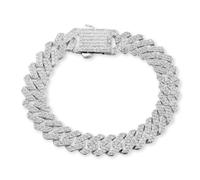 HALUKAKAH Platinum Plated Diamond Cuban Link Bracelet for Men - Over 300 Lab Diamonds Handset - Wide 12mm Length 20cm - With Giftbox
