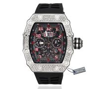 HALUKAKAH Premium Diamond Gold Watch for Men,Luxury Platinum White Gold Plated,Basic Waterproof,Mechanical-Inspired Dial Iced Out,Adjustable Black Wristband,Giftbox Included