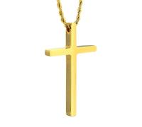 HALUKAKAH Premium Kids Cross Necklace I CAN DO ALL THINGS Engraved | Surgical Titanium Steel 24K Gold Plating | 50cm Rope Chain | Hypoallergenic | Giftbox Includes, for Teens Boys Girls