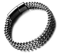 HALUKAKAH Premium ? Power ? Men's Gun Black Plated Titanium Chain Bracelet Handmade Matt Magnetic Clasp 8.5"(21.5cm) with Free Giftbox
