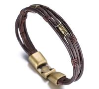 HALUKAKAH ● Retro ● Men's Leather Bracelet Vintage Style 8.66In/22cm with Free Giftbox