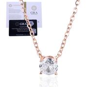 HALUKAKAH Rose Gold Plated Moissanite Women's Solitaire Pendant Necklace|Certified 2.0ct Moissanite|Eco-Friendly Handcrafted Jewelry|Designed in Italy|Length Adjustable|Gift for Birthday,Anniversary