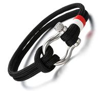 HALUKAKAH ● SAIL ● Men's Nylon Rope Cord Bracelet Multilayer Blue Mix White/Red Handmade Silver Screw Clasp 8.26"/21cm with Free Giftbox