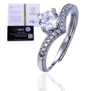 HALUKAKAH Sterling Silver Women's Diamond Ring with 1 Carat Moissanite Stone and Certificate,1.0 ct Elegant Jewelry for Engagements,Celebrations,and Birthdays,Adjustable Size - Princess Crown