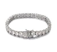 HALUKAKAH VVS Moissanite Tennis Chain for Men - Platinum Plated, 6MM Iced-Out Necklace 45cm - Present for Husband, Boyfriend, or Son