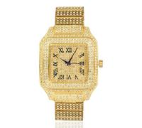 HALUKAKAH Watch for Men - Moissanite Diamond Iced Out - Luxury 18k Real Gold, 40MM Roman Numerals Square Dial, Heavy-Made, 20.5cm Wristband - Comes with Giftbox