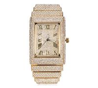 HALUKAKAH Watch for Men - Moissanite Diamond Iced Out - Luxury 18k Real Gold Plated,Japanese Quartz,45 * 35mm Rectangle Dial with Calendar,Heavy-Made,20cm Wristband - Comes with Giftbox