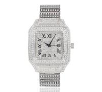 HALUKAKAH Watch for Men - Moissanite Diamond Iced Out - Luxury Platinum White Gold Plated, 40MM Roman Numerals Square Dial, Heavy-Made, 20.5cm Wristband - Comes with Giftbox