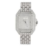 HALUKAKAH Watch for Men - Moissanite Diamond Iced Out - Luxury Platinum White Gold Plated,Japanese Quartz,38MM Square Dial with Calendar,Heavy-Made,21.5cm Wristband - Comes with Giftbox