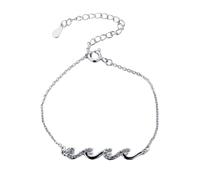 HALUKAKAH Wave of Life Friendship Bracelet - Platinum Plated Bracelet, Adjustable 14.5-19.5cm, Great Fit Present for Women, Best Friends, Christian Friendship, Birthday