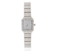 HALUKAKAH Women's Diamond Bracelet Watch,Platinum Plated,Full of Diamonds Sparkling Starry,Rectangle Dial Design,Elegant Casual,Stainless Steel Band Quartz Watch,Present for her