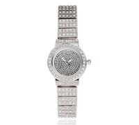 HALUKAKAH Women's Diamond Bracelet Watch,Platinum Plated,Full of Diamonds Sparkling Starry,Round Dial Design,Elegant Casual,Stainless Steel Band Quartz Watch,Present for her