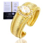 HALUKAKAH Women's Moissanite Ring D1.0ct 18k Gold-plated with Certificate,Prong Setting Oval Vintage Lab Diamond Ring,for Engagements,Weddings,and Birthday,Adjustable Size,Present for Wife,Girlfriend