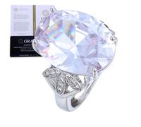 HALUKAKAH Women's Moissanite Ring in Platinum-plated 925 Silver with Certificate,Prong Setting Oval Vintage Lab Diamond Ring,for Engagement,Wedding,Birthday,Adjustable,Fit for Wife,Girlfriend