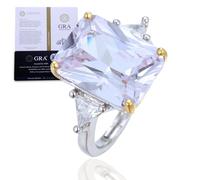 HALUKAKAH Women's Moissanite Ring in Platinum-plated 925 Silver with Certificate, Prong Setting Princess Cut Vintage Lab Diamond Ring, for Engagements, Weddings, and Birthday, Adjustable Size