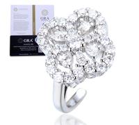 HALUKAKAH Women's Moissanite Ring Total D2.0ct in Platinum-plated 925 Silver with Certificate, Clustered Four Leaf Clover Lab Diamond Ring, for Engagements, Weddings, and Birthday, Adjustable Size