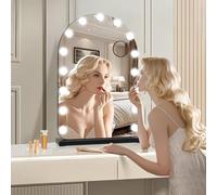 halumao Hollywood Vanity Mirror with Lights, Large Lighted Makeup Mirror with 15 Dimmable Bulbs, 3 Color Modes, Adapter Plug, Tabletop Wall Mounted Mirror For Bedroom Black