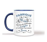 HALUMI Happy Birthday Mugs, Coffee Mug - Original Funny Humour Mug Made 70 Years Ago - Funny Gift Idea for Men, Women, Friend, Family, Colleague, Dad and Mummy - Two-Tone Ceramic Mug 330 ml 440 ml