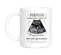 HALUMI Personalised Photo Mug Name Of Your Baby Who Grows Thank You For Being Already The Best Mum Announcement Pregnancy Future Pregnant Gift Ceramic Two-Tone 330ml 440ml