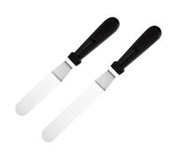 Haluway 2 Pcs Stainless Steel Cake Palette Knife Set for Professional Cake Decorating, Angled Icing Spatula with Comfortable Handle - Black