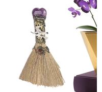 Halween Witches Broom - Small Energy Crystal Witch for Altar - Ornament Desktop, Purifying Healing Supplies for the Meditation Chamber 'Dormitory Apartment Kitchen Bedroom