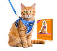 Halypet Cat Harness and Leash Set [H600 Pro] Escape Proof Cat Harness for Walking, Adjustable Breathable Comfortable Travel Cat Leash, Reflective Strips Kitten Harness (Blue, S (7-12lb))