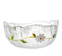 Halyuhn 50 OZ Hammered Glass Salad Bowl, 8”Daisy Decorative Bowl for Serving Food, Wavy Clear Glass Bowl with 3” Wall for Table Décor, Irregular Candy Bowl Fancy Glass Serving Dish for Office Desk