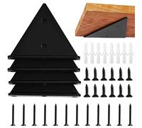 Halyuhn Floating Shelf Bracket 4 x 3 inches for Small Floating Wood Shelves, Black Hidden Floating Shelves Brackets, 4 Pcs Triangle Shelf Brackets with 2inch Anchors Screws for Home Decoration