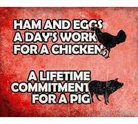 Ham and Eggs A Day's Work for A Chicken; A Lifetime Commitment for A Pig Sign Poster Metal Tin Sign Hanging Retro Plaque Kitchen Poster Cafe Bar Pub Store Man cave Art Novelty Designs 12x16inch