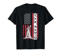 Ham Radio American Flag Distressed Look Radio Tower T-Shirt