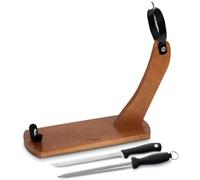 Ham Stand Spain (Spanish Jamonero) + Ham Knife + Sharpening Steel - Ham Holder Ideal for Serrano Ham, Iberico Ham and Italian Prosciutto - Jamonprive
