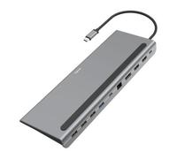 Hama Connect2Office Pro USB-C 10-in-1 Docking Station - USB-C (PD Power), USB-C (Data), 4x USB-A, 2x HDMI, DisplayPort, RJ45, Aluminium