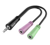 Hama 00200352 audio cable black 0.15m 1x 3.5mm jack plug to 2x 3.5...