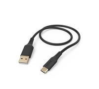 Hama 1.5m USB A to USB-C Flexible Silicone Charging Cable Black
